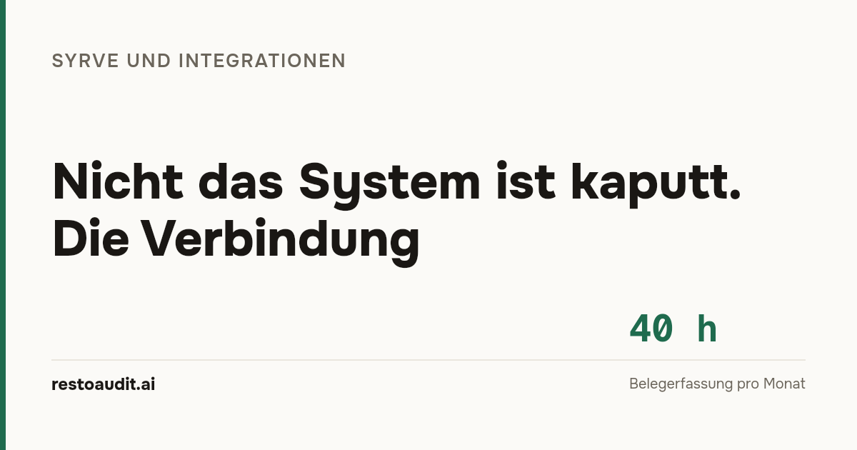 Helles Artikelbild: «Nicht das System ist kaputt. Die Verbindung» und die Zahl 40 Stunden - Belegerfassung pro Monat