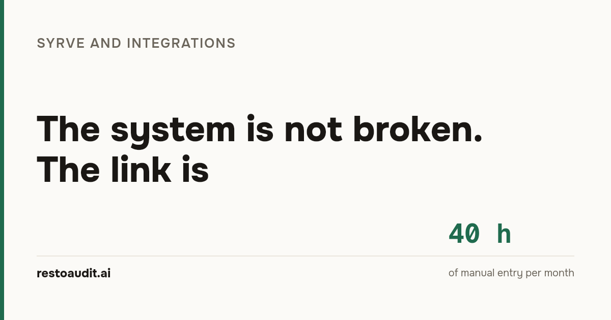 Light article cover: «The system is not broken. The link is» and the figure 40 hours - of manual entry per month